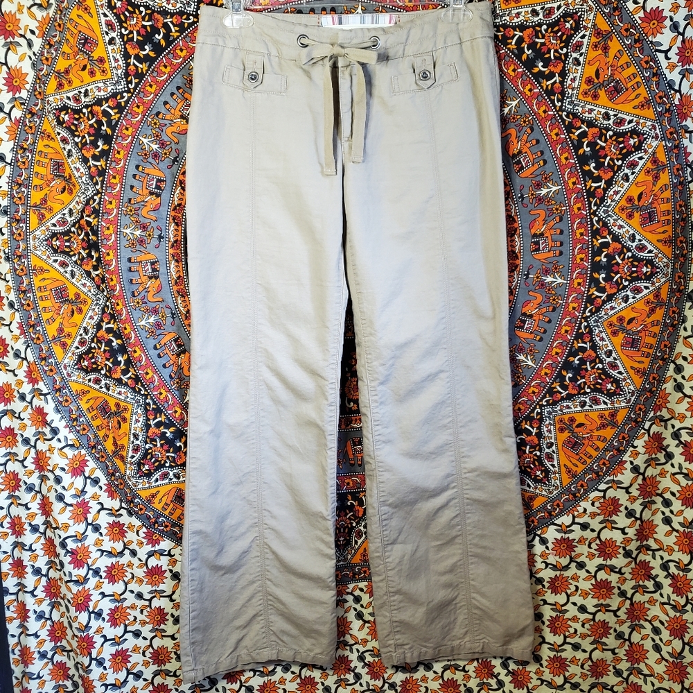 Anthropologie Daughters of the Liberation Tan Linen Cotton Blend Pants Womens 6